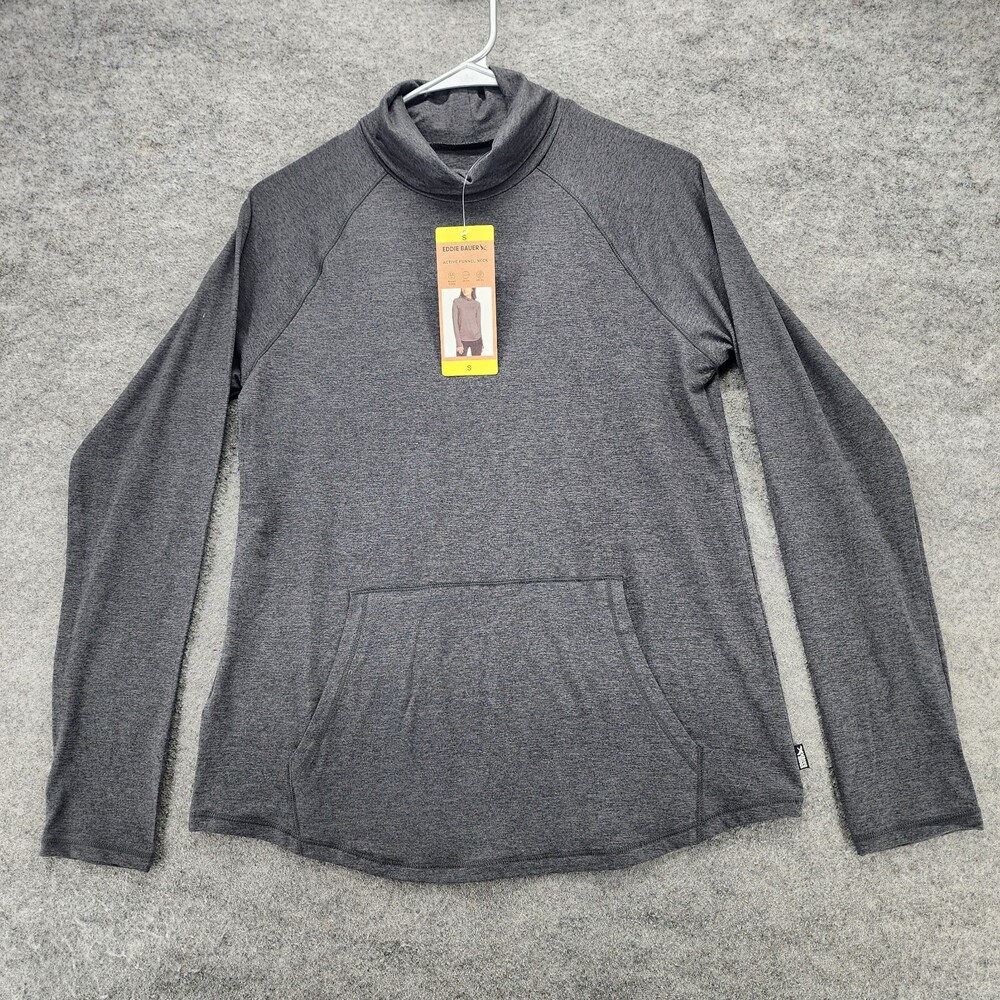 Eddie Bauer Shirt Womens Small Long Sleeve Gray Funnel Neck